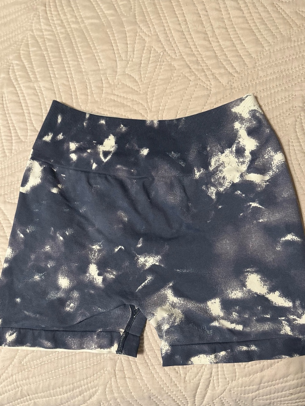 Tie-Dye Navy Bike Shorts with High Waist